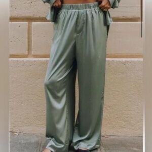 Daily Drills Green Silky Pants